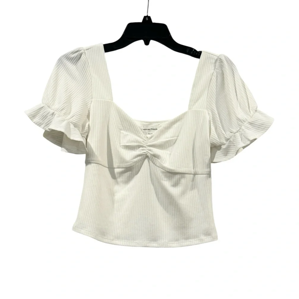 New W/ Tags Women’s Lovers And Friends White Lana Ribbed Crop Top: Size Small - Picture 1 of 13